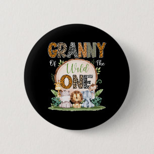 Granny Of The Wild One First Birthday Safari Woodl 6 Cm Round Badge