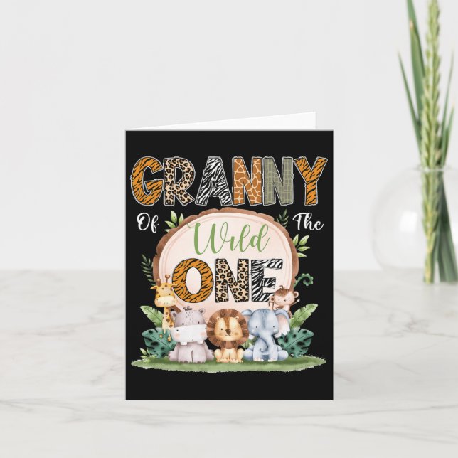 Granny Of The Wild One First Birthday Safari Woodl Card (Front)