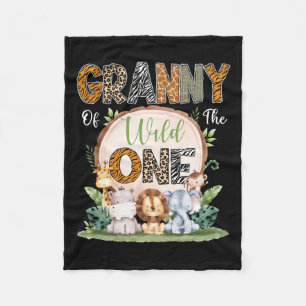 Granny Of The Wild One First Birthday Safari Woodl Fleece Blanket