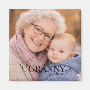 Granny or Grammy photo Established Year Heart Magnet
