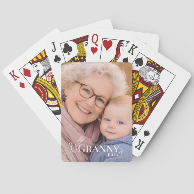Granny Photo Established Year Modern  Playing Cards (Back)