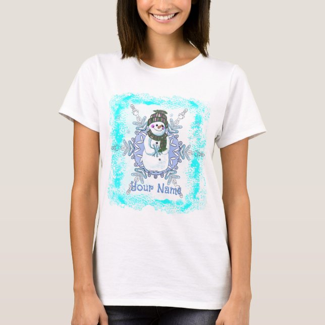 Granny Snowflake Snowman T-Shirt (Front)