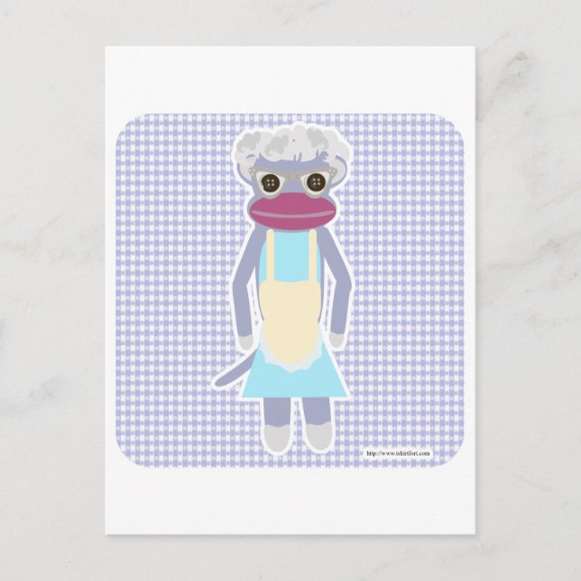Granny Sock Monkey Postcard (Front)