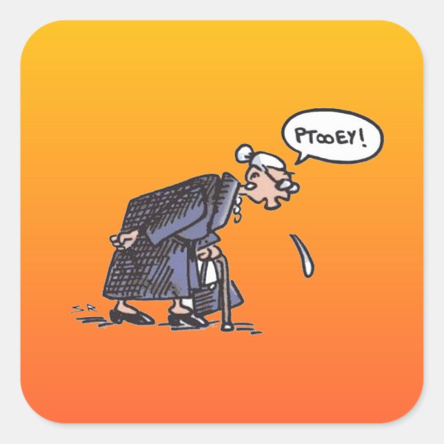 Granny Spitting! large square stickers (Front)