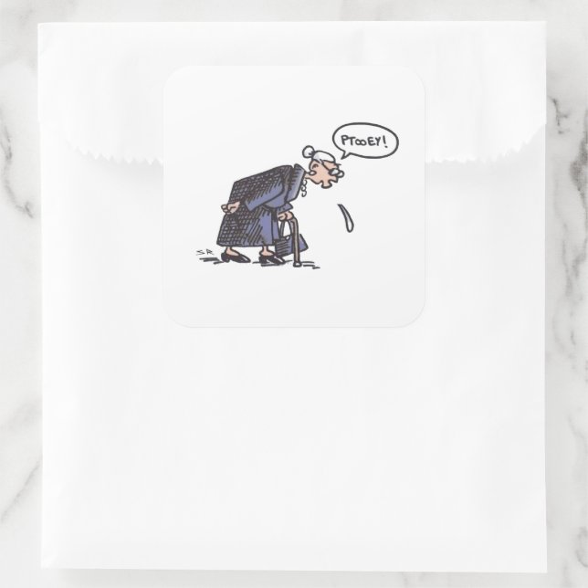 Granny Spitting! square large stickers (Bag)