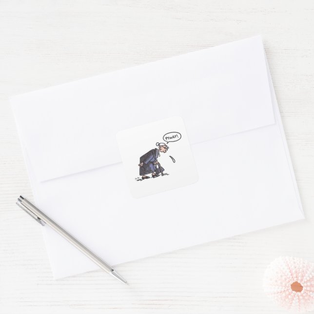 Granny Spitting! square small stickers (Envelope)