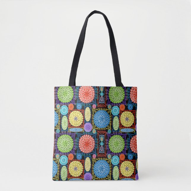 Granny Square Crochet Small Tote Bag (Front)