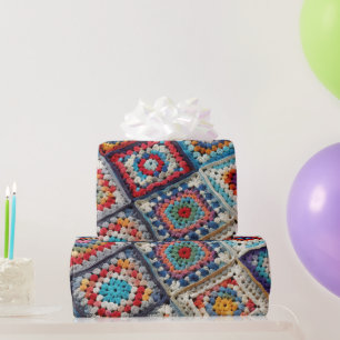 Granny Square Crocheted Quilt  Wrapping Paper