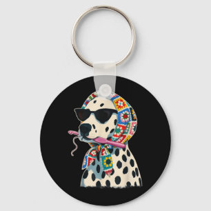 Granny Square Dalmatian Funny Dalmatian Dog Key Ring