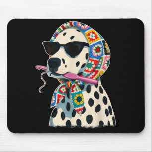 Granny Square Dalmatian Funny Dalmatian Dog Mouse Pad