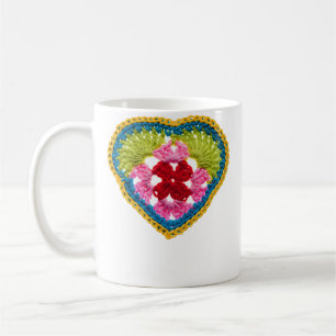 Granny Square Heart Crochet Coffee Mug