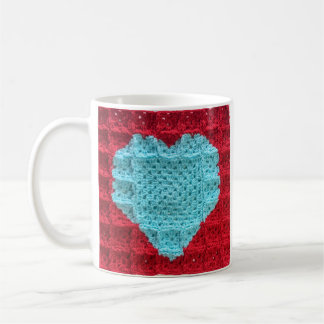 Granny Square Heart Mug, Heart coffee cup