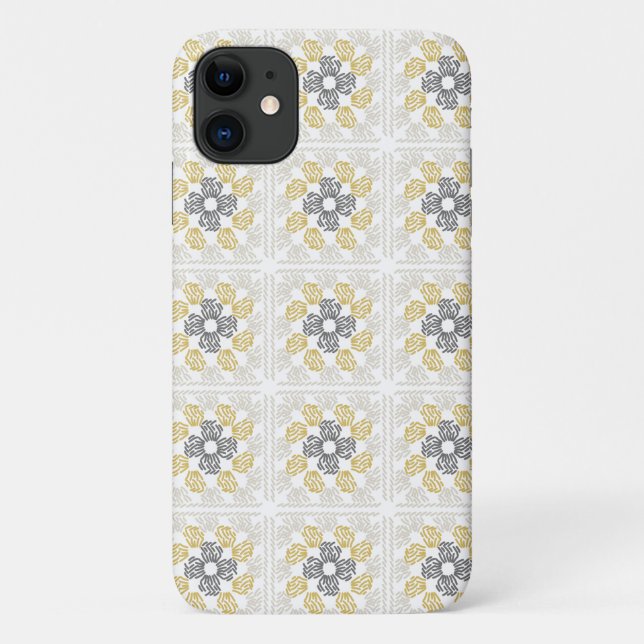 Granny square sketch design yellow gray Case-Mate iPhone case (Back)