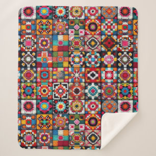 Granny Squares Crochet Pattern Blanket Print 