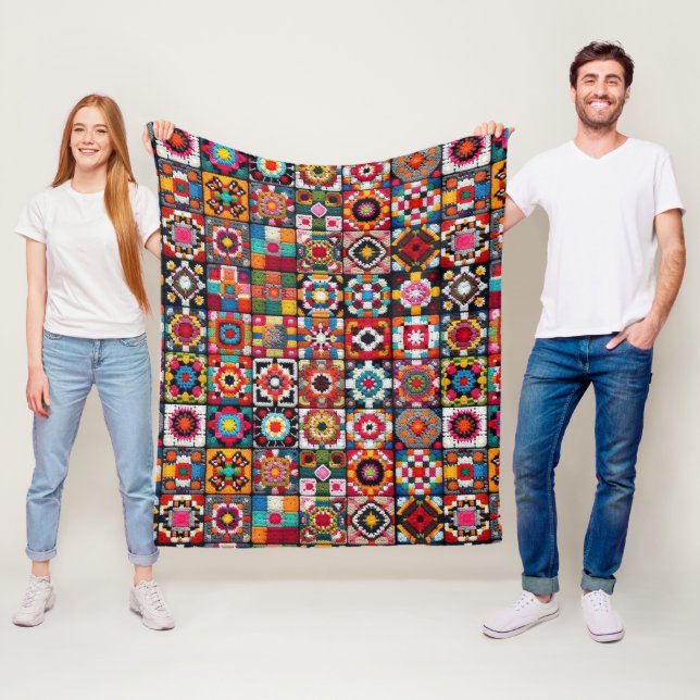 Granny Squares Crochet Pattern Blanket Print  (In Situ)