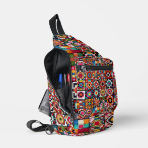 Granny Squares Crochet Pattern Blanket Print  Sling Bag