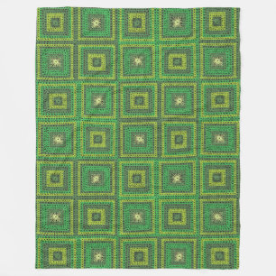 Granny Squares Green Fleece Blanket
