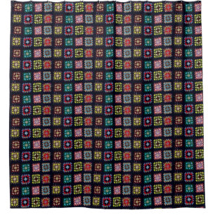 Granny squares shower curtain