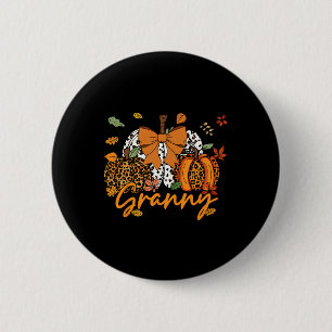 Granny Thanksgiving Leopard Pumpkin Coquette Bow M 6 Cm Round Badge