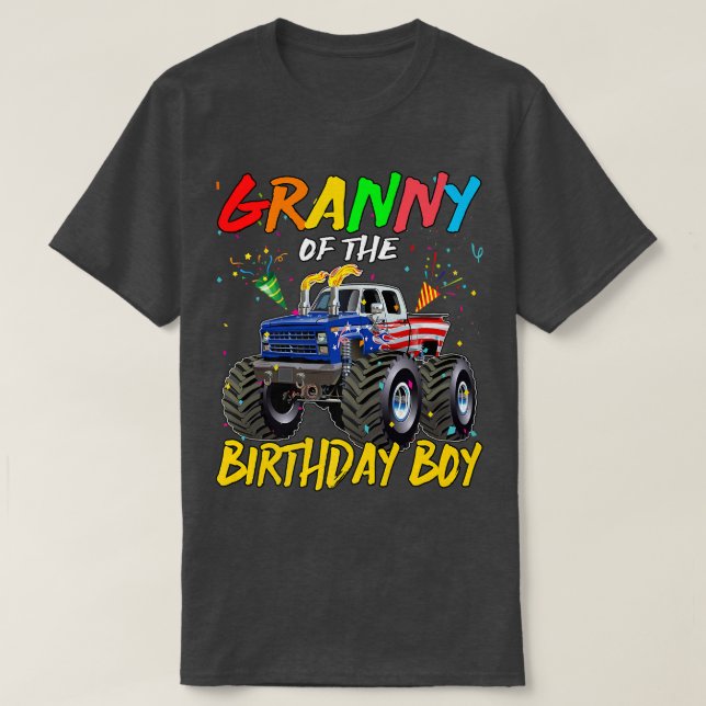 Granny The Birthday Boy Monster Truck Birthday Par T-Shirt (Design Front)
