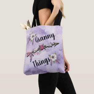 Granny Things, Feathers and Flowers Tote Bag