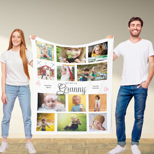 Granny We Love You Personalised Hearts Modern Fleece Blanket