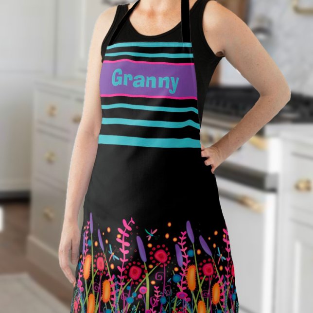 Granny Wildflowers Black Custom Inspirivity Apron (Creator Uploaded)