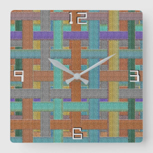 Granny's coloured "plaid", with canvas aspect square wall clock