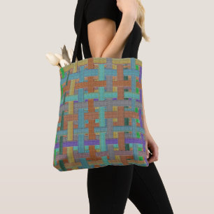 Granny's colourful "plaid", with canvas aspect tote bag