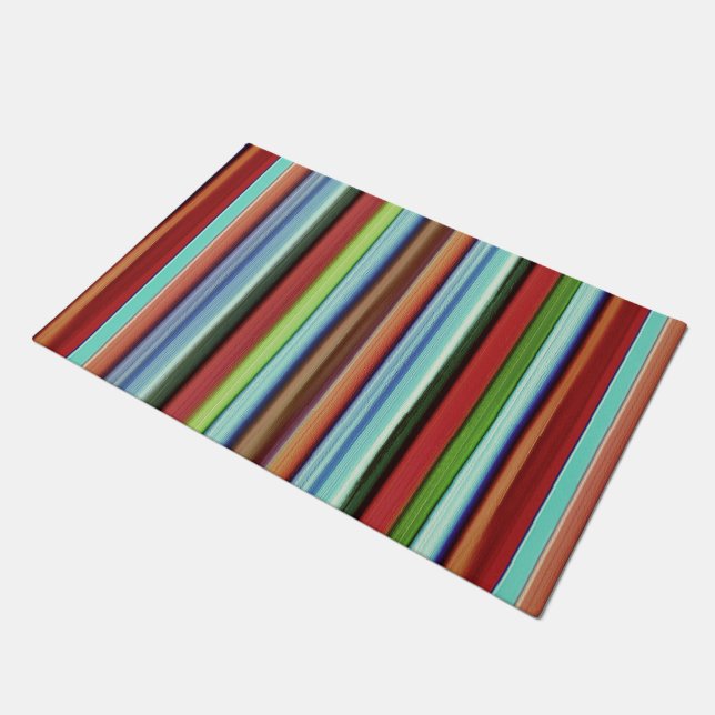 Granny's colourful stripes, with soft rough aspect doormat (Angled)