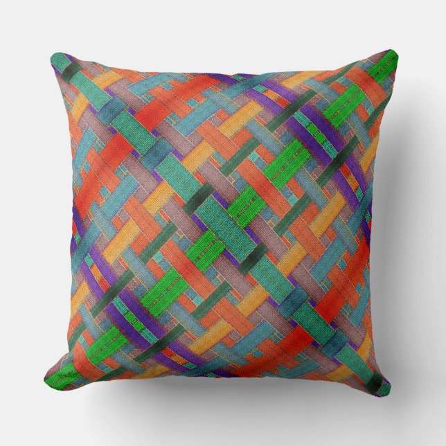 Granny's crossed reddish strips, with woven aspect cushion (Front)