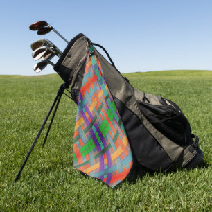 Granny's crossed reddish strips, with woven aspect golf towel