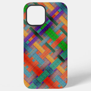 Granny's crossed reddish strips, with woven aspect iPhone 12 pro max case