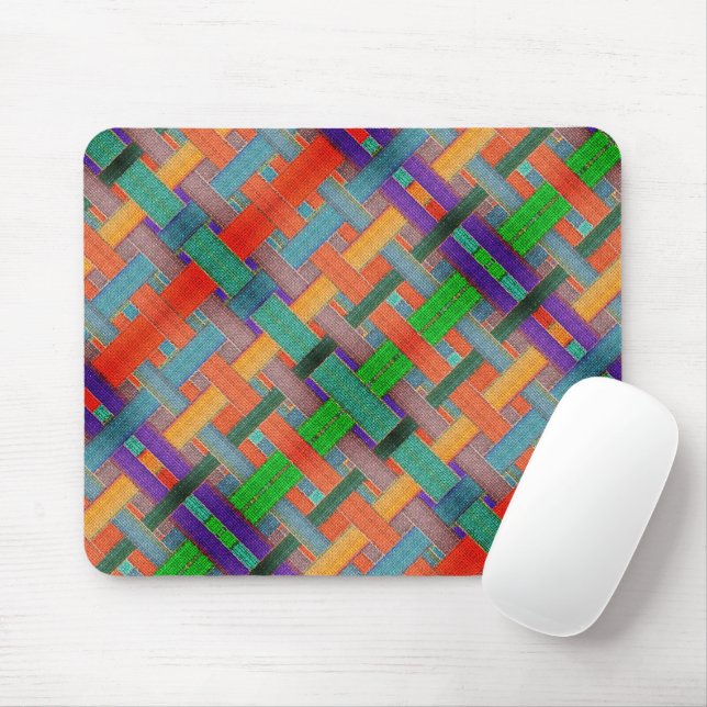 Granny's crossed reddish strips, with woven aspect mouse pad (With Mouse)