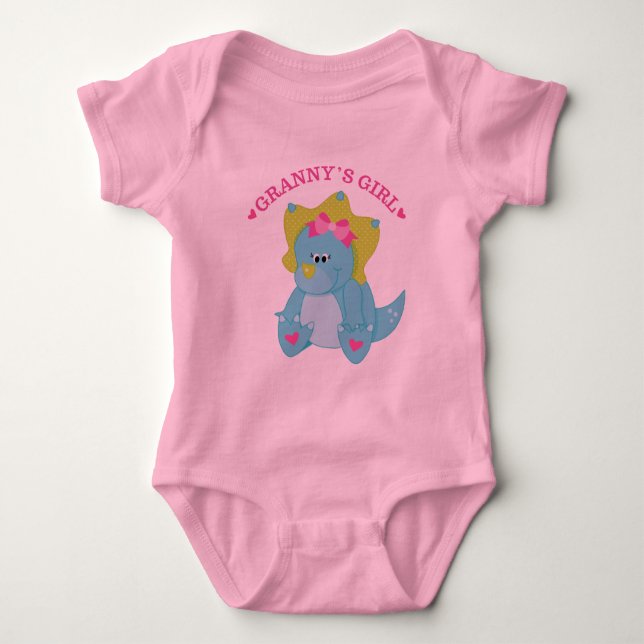 Grannys Girl Dinosaur Baby Bodysuit (Front)