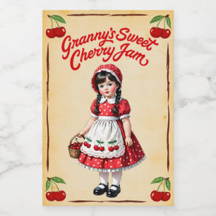 Granny's Sweet Cherry Jam Vintage Food Label