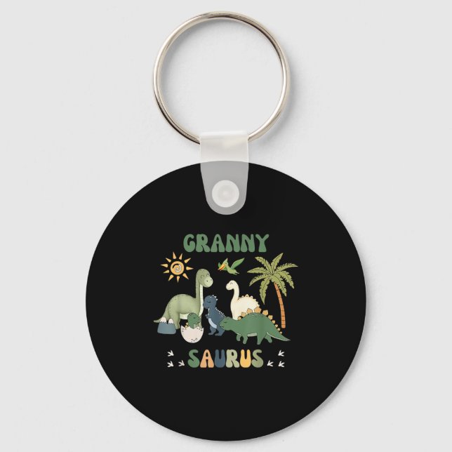 Grannysaurus T Rex Dinosaur Granny Saurus Family M Key Ring (Front)