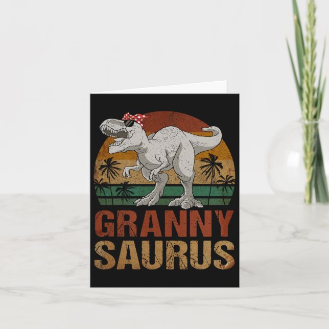 Grannysaurus T Rex Dinosaur Granny Saurus Retro Mo Card (Front)