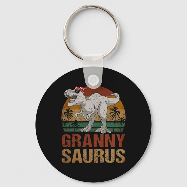 Grannysaurus T Rex Dinosaur Granny Saurus Retro Mo Key Ring (Front)