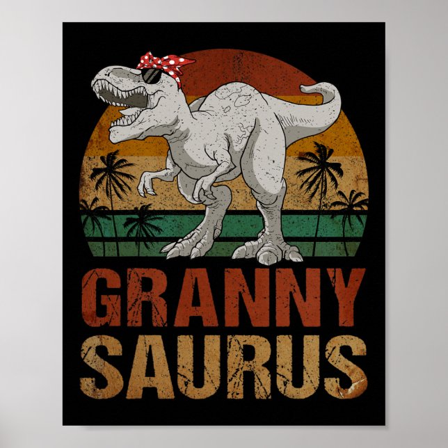 Grannysaurus T Rex Dinosaur Granny Saurus Retro Mo Poster (Front)