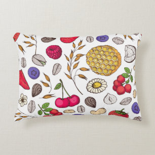 Granola,  muesli seamless pattern. Oat flakes hand Decorative Cushion