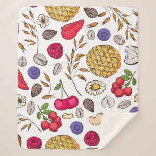 Granola,  muesli seamless pattern. Oat flakes hand Sherpa Blanket