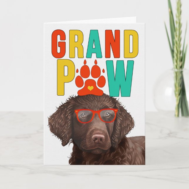 GranPAW Curly Coated Dog Funny Grandparents Day Holiday Card (Front)