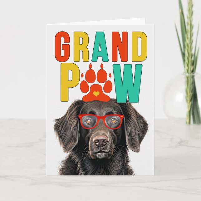 GranPAW Flat Coat Retriever Funny Grandparents Day Holiday Card (Front)