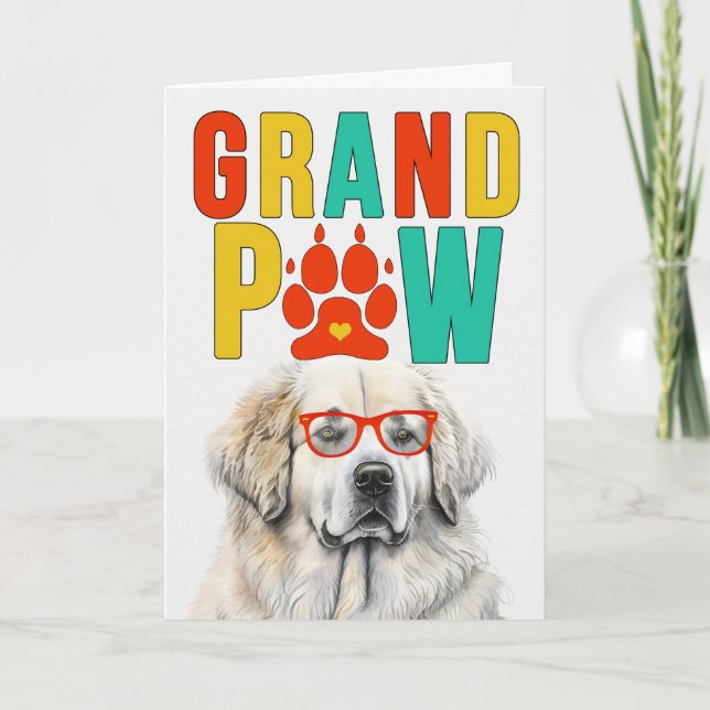 GranPAW Great Pyrenees DOG Funny Grandparents Day Holiday Card (Front)