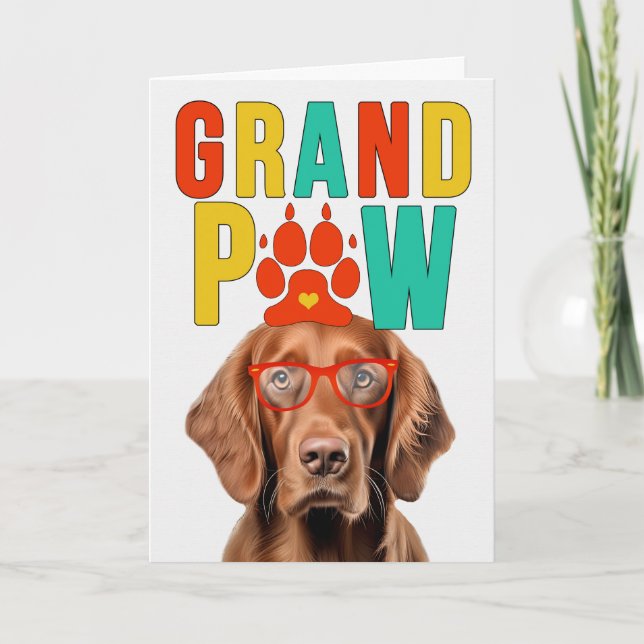 GranPAW Irish Setter Dog Funny Grandparents Day Holiday Card (Front)