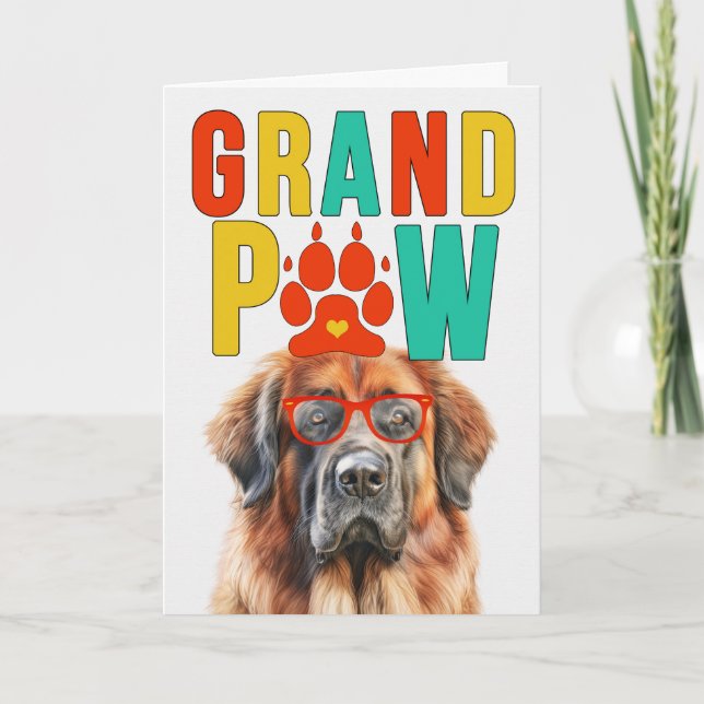 GranPAW Leonberger Dog Funny Grandparents Day Holiday Card (Front)
