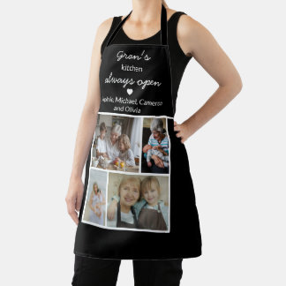 Gran's Kitchen Always Open Black And White Photos Apron