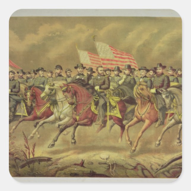 Grant and his Officers Square Sticker (Front)