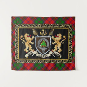 Grant Clan Badge & Motto w/Lions  Tapestry